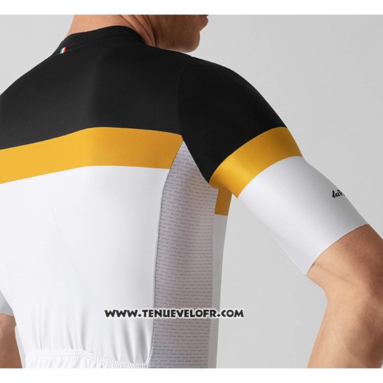 2019 Maillot Ciclismo La Passione Noir Jaune Blanc Manches Courtes et Cuissard